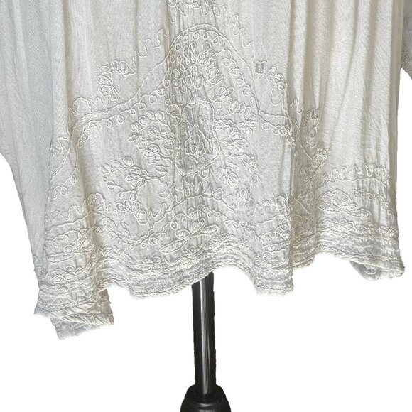 SOLITAIRE Women’s Boho Embroidered Gray Tunic Top Size 2X - Picture 7 of 11